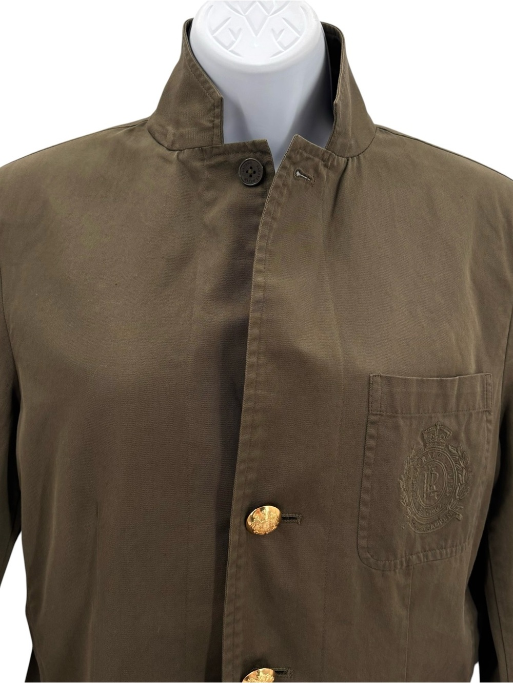 Lauren Ralph Lauren Olive Green 100% Cotton Blazer Jacket Sz.M - Picture 3 of 8